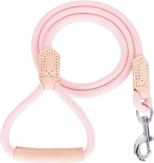 Mile High Life Leather Rope Dog Leash- Pink